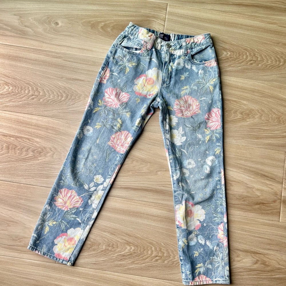 Sz 12 Gap Kids Floral Print girls denim Jeans